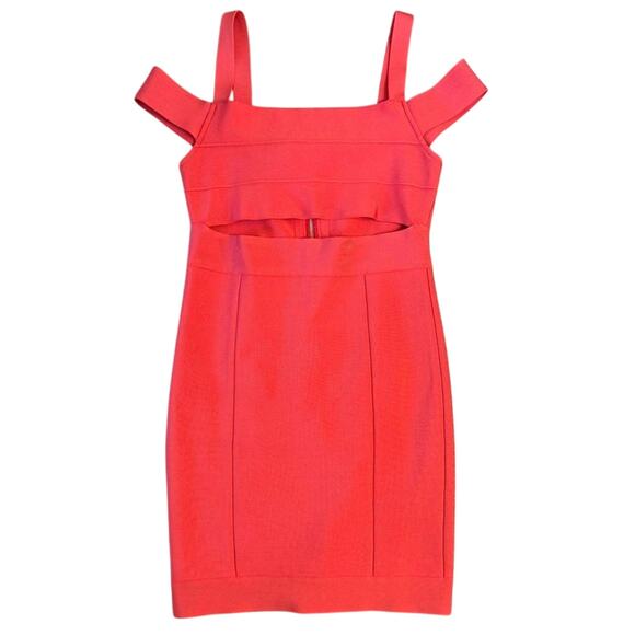 NBD X Naven Revolve Womens Bandage Bodcon Cut Out Zip-Back Dress Red-Orange Sz M - Picture 1 of 10